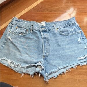 Agolde Distressed Light Blue Jean Shorts